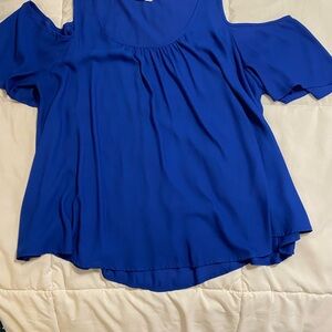 Lush Royal Blue Cold Shoulder Blouse